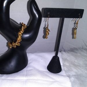 Vintage Seahorse bracelet & matching dangle earrin